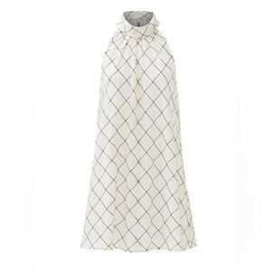 COREY SUZIE HIGH COLLAR DRESS PANE GLASS WHITE & BLACK MEDIUM